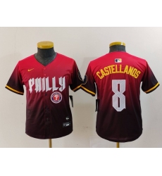 Youth Philadelphia Phillies 8 Nick Castellanos Red 2024 City Connect Limited Stitched Baseball Jersey 6