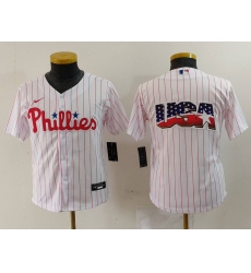 Youth Philadelphia Phillies Team Big Logo White Cool Base Stitched Baseball Jersey 3