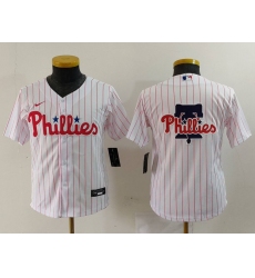 Youth Philadelphia Phillies Team Big Logo White Cool Base Stitched Baseball Jersey 5