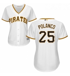 Womens Majestic Pittsburgh Pirates 25 Gregory Polanco Authentic White Home Cool Base MLB Jersey