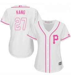 Womens Majestic Pittsburgh Pirates 27 Jung ho Kang Authentic White Fashion Cool Base MLB Jersey