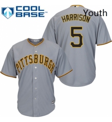 Youth Majestic Pittsburgh Pirates 5 Josh Harrison Replica Grey Road Cool Base MLB Jersey