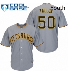 Youth Majestic Pittsburgh Pirates 50 Jameson Taillon Authentic Grey Road Cool Base MLB Jersey 