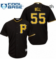 Youth Majestic Pittsburgh Pirates 55 Josh Bell Replica Black Alternate Cool Base MLB Jersey 