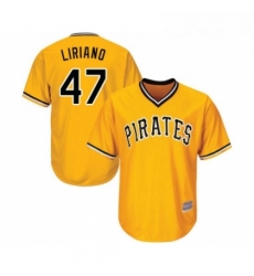 Youth Pittsburgh Pirates 47 Francisco Liriano Replica Gold Alternate Cool Base Baseball Jersey 