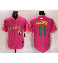 Men San Diego Padres 11 Yu Darvish Pink Cool Base Stitched Baseball Jersey 4