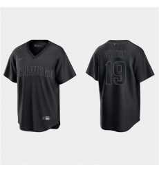 Men San Diego Padres 19 Tony Gwynn Black Pitch Black Fashion Replica Stitched Jersey