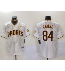 Men San Diego Padres 84 Dylan Cease White Cool Base Stitched Baseball Jersey 3