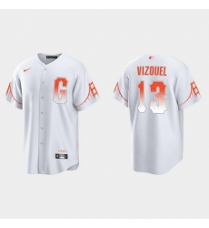 Men San Francisco Giants 13 Omar Vizquel Men 2021 City Connect White Fan Version Jersey