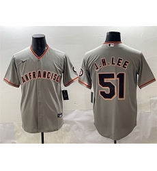 Men San Francisco Giants 51 Jung Hoo Lee Grey Cool Base Stitched Baseball Jersey