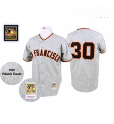 Mens Mitchell and Ness 1962 San Francisco Giants 30 Orlando Cepeda Replica Grey Throwback MLB Jersey