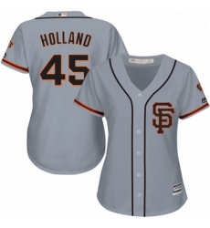 Womens Majestic San Francisco Giants 45 Derek Holland Authentic Grey Road 2 Cool Base MLB Jersey 