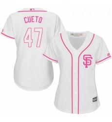 Womens Majestic San Francisco Giants 47 Johnny Cueto Replica White Fashion Cool Base MLB Jersey