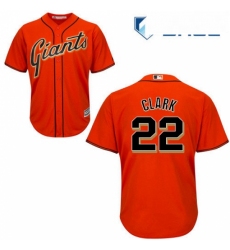 Youth Majestic San Francisco Giants 22 Will Clark Authentic Orange Alternate Cool Base MLB Jersey