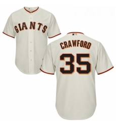 Youth Majestic San Francisco Giants 35 Brandon Crawford Replica Cream Home Cool Base MLB Jersey