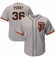 Youth Majestic San Francisco Giants 36 Gaylord Perry Replica Grey Road 2 Cool Base MLB Jersey