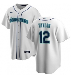 Men Seattle Mariners 12 Samad Taylor White Cool Base Stitched Jersey