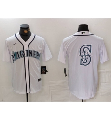 Men Seattle Mariners White Team Big Logo Cool Base Stitched Jersey