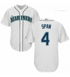 Mens Majestic Seattle Mariners 4 Denard Span Replica White Home Cool Base MLB Jersey 