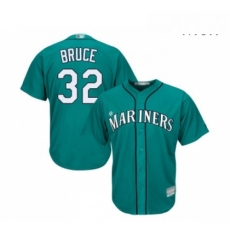 Mens Seattle Mariners 32 Jay Bruce Replica Teal Green Alternate Cool Base Baseball Jersey 