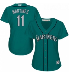 Womens Majestic Seattle Mariners 11 Edgar Martinez Authentic Teal Green Alternate Cool Base MLB Jersey 