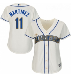 Womens Majestic Seattle Mariners 11 Edgar Martinez Replica Cream Alternate Cool Base MLB Jersey 