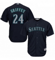 Womens Majestic Seattle Mariners 24 Ken Griffey Replica Navy Blue Alternate 2 Cool Base MLB Jersey