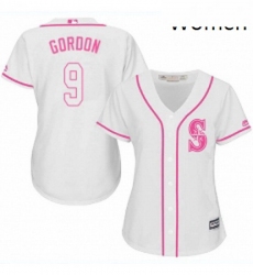 Womens Majestic Seattle Mariners 9 Dee Gordon Authentic White Fashion Cool Base MLB Jersey 