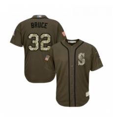 Youth Seattle Mariners 32 Jay Bruce Authentic Green Salute to Service Baseball Jersey 