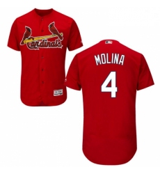 Mens Majestic St Louis Cardinals 4 Yadier Molina Red Alternate Flex Base Authentic Collection MLB Jersey