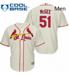 Mens Majestic St Louis Cardinals 51 Willie McGee Replica Cream Alternate Cool Base MLB Jersey