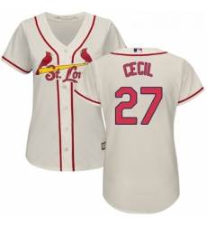 Womens Majestic St Louis Cardinals 27 Brett Cecil Replica Cream Alternate Cool Base MLB Jersey 