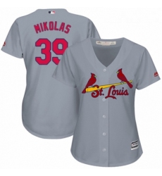 Womens Majestic St Louis Cardinals 39 Miles Mikolas Replica Grey Road Cool Base MLB Jersey 