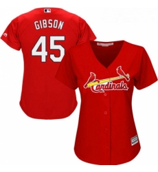 Womens Majestic St Louis Cardinals 45 Bob Gibson Authentic Red Alternate Cool Base MLB Jersey