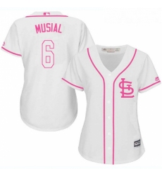 Womens Majestic St Louis Cardinals 6 Stan Musial Authentic White Fashion Cool Base MLB Jersey