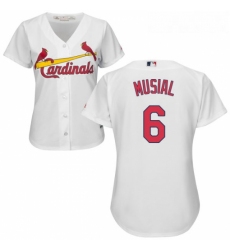 Womens Majestic St Louis Cardinals 6 Stan Musial Replica White Home Cool Base MLB Jersey