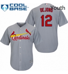 Youth Majestic St Louis Cardinals 12 Paul DeJong Authentic Grey Road Cool Base MLB Jersey 