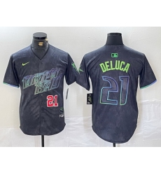 Men Tampa Bay Rays 21 Jonny DeLuca Charcoal 2024 City Connect Limited Stitched jerseys