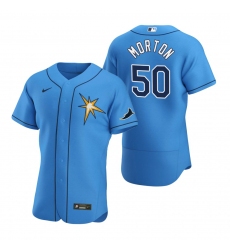 Men Tampa Bay Rays 50 Charlie Morton Men Nike Light Blue Alternate 2020 Flex Base Team MLB Jersey