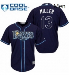 Mens Majestic Tampa Bay Rays 13 Brad Miller Replica Navy Blue Alternate Cool Base MLB Jersey 