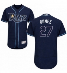 Mens Majestic Tampa Bay Rays 27 Carlos Gomez Navy Blue Alternate Flex Base Authentic Collection MLB Jersey 