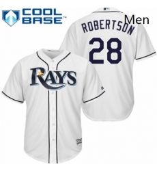 Mens Majestic Tampa Bay Rays 28 Daniel Robertson Replica White Home Cool Base MLB Jersey 