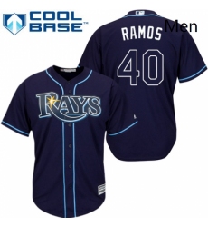 Mens Majestic Tampa Bay Rays 40 Wilson Ramos Replica Navy Blue Alternate Cool Base MLB Jersey