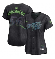 Women Tampa Bay Rays 56 Randy Arozarena Charcoal 2024 City Connect Limited Stitched