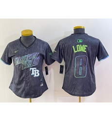 Women Tampa Bay Rays 8 Brandon Lowe Charcoal 2024 City Connect Limited Stitched Baseball Jersey 2