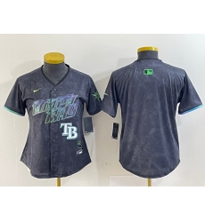 Women Tampa Bay Rays Team Big Logo Charcoal 2024 City Connect Limited Stitched Baseball JerseyS 3