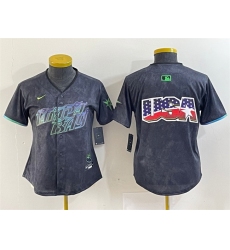 Women Tampa Bay Rays Team Big Logo Charcoal 2024 City Connect Limited Stitched1
