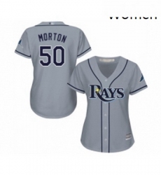 Womens Tampa Bay Rays 50 Charlie Morton Replica Grey Road Cool Base Baseball Jersey 