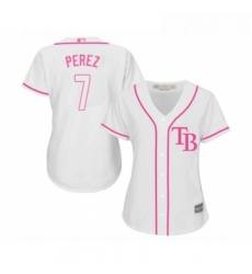 Womens Tampa Bay Rays 7 Michael Perez Replica White Fashion Cool Base Baseball Jersey 