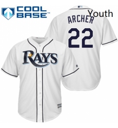 Youth Majestic Tampa Bay Rays 22 Chris Archer Replica White Home Cool Base MLB Jersey